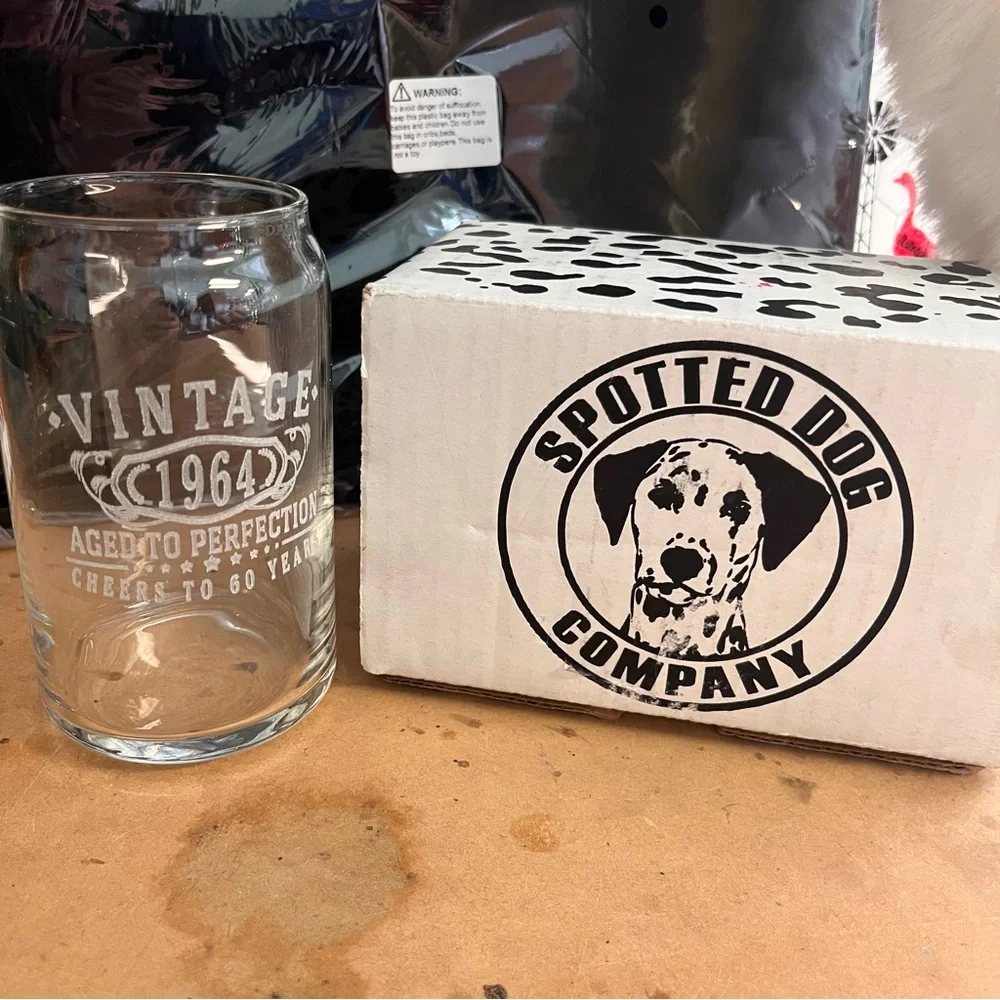 NWT - Spotted Dog Company Vintage “1964”Etched 16oz Can Glass